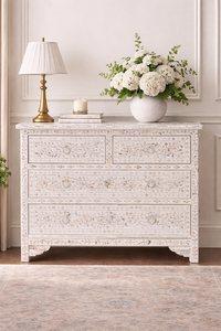 Bone Inlay <b>Sideboard</b> Drawer Cabinet Agate Detailing Three Layer <b>Storage</b> Console Table for Living Room - Product Image 1