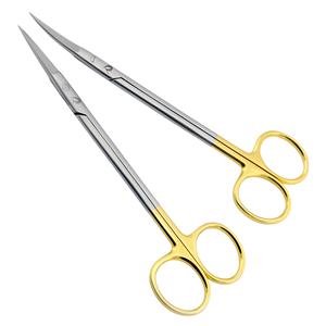 Tijeras Quirúrgicas Kelly de 16 cm, Rectas y Curvas, de Acero Inoxidable con Inserciones de Carburo de Tungsteno, Puntas Afiladas, Mango Dorado con Acabado Pasivado - Product Image 5