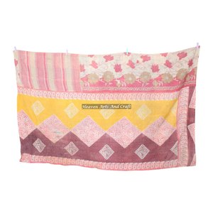 Kantha <b>Quilts</b> Indian Patola Sarees Patchwork <b>Quilt</b> Bedspread Indian Reversible Hand Stitched Heavy <b>Throw</b> Old Sari Blanket Patch - Product Image 4