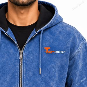 Men Full Zip Hoodie 480 GSM Cotton Fleece Heavyweight Winter <b>Zipper</b> <b>Sweatshirt</b> Warm Streetwear Custom OEM Private Label Factory - Product Image 4