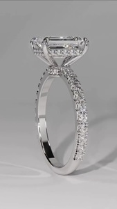Anillo de diamante cultivado en laboratorio, certificado IGI, diamante rosa de 3 quilates, diamante VVS2, anillo de oro blanco de 18 quilates, anillo de diamante esmeralda de fantasía. - Product Image 3