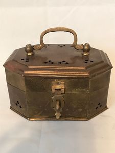 Unique Brass Cricket <b>Box</b> For Traditional Indian Decor With Decorative <b>Floral</b> Motif And Elegant Storage Utility - Product Image 2