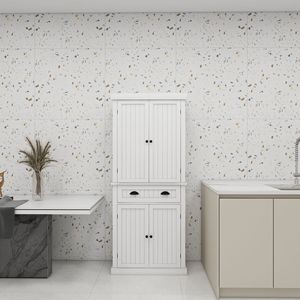 Armadio Dispensa da Cucina Autoportante da 180 cm con 4 Ante e 2 Ripiani Regolabili per Sala da Pranzo e Soggiorno - Product Image 1