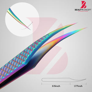 Pinces à cils pointues pour femmes, haute précision, utilisées dans les salons, formes droites et courbées, multicolores, pour extensions de cils - Product Image 3