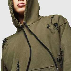 Sudadera con capucha personalizada para hombre, estilo vintage, desgastada, corta, con efecto lavado ácido, salpicaduras de pintura y descolorida por el sol, de forro polar para invierno, estilo streetwear. - Product Image 2