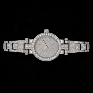 Montre-bracelet de luxe en acier inoxydable argenté, sertie de moissanite ovale, style hip-hop, bijoux de mode haut de gamme - Product Image 2