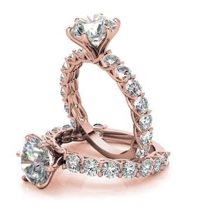 แหวนหมั้นเพชรทรงกลมเจียระไนแบบบริลเลียนท์ 9k/10k/12k/14k เพชรเลี้ยงในห้องปฏิบัติการ ดีไซน์แบบถักทอ คุณภาพ VS1, VVS1 สำหรับผู้หญิง - Product Image 4