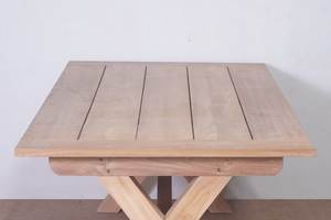 Table à manger en teck massif Nami pour l'extérieur, design moderne, forme rectangulaire, pieds croisés, coussin imperméable, jardin, plage - Product Image 3