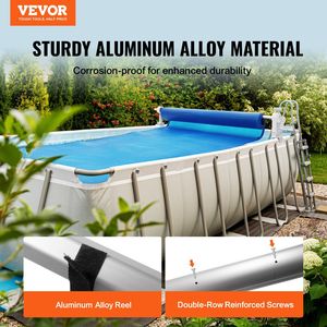 Enrollador de cubierta solar de aluminio de 20 pies para piscinas, con PVC y PC, compatible con piscinas de 3 x 20 pies de ancho - Product Image 2