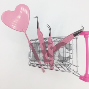 Nouvelles pinces à cils avec motif cœur, rose avec pointe argentée, pinces à cils solides et durables, pinces à cils pour extensions de cils, logo, pinces à cils en vison - Product Image 4