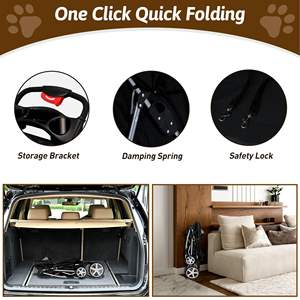 Cochecito para mascotas para todo tipo de clima, con paneles de ventilación, sombra ajustable y bolsa de almacenamiento para caminatas diarias, 2 unidades - Product Image 5