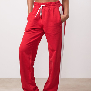 <b>Women</b>’s Contrast Side <b>Stripe</b> Sweatpants Relaxed Straight Fit Drawstring Track <b>Trousers</b> Elastic Waist Casual Sportswear Lounge Pa - Product Image 1