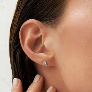 Pendientes de Diamantes Cultivados en Laboratorio, Corte Marquesa y Tres Redondos, en Oro, Oro Rosa, Oro Blanco o Plata, VVS VS D E F, para Mujer - Product Image 4