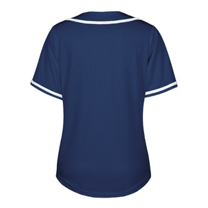 Camiseta de Béisbol Azul Marino para Mujer, con Botones, Lisa, de Manga Corta, Estilo Hip Hop, Deportiva, para Mujer - Product Image 3