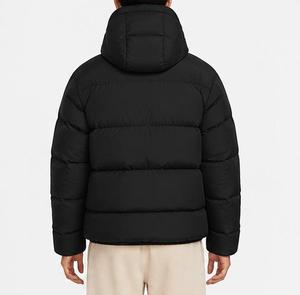 Veste matelassée à capuche pour homme, col montant, couleur unie, rembourrage en polyester, séchage rapide, coupe-vent, vêtements d'hiver décontractés, fermeture éclair classique - Product Image 3