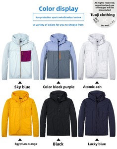 Outdoor Solid Windbreaker <b>Jacket</b> Adults Men Women Breathable <b>Waterproof</b> UV-Protective Hooded Sportswear Ultra-<b>Light</b> Lightweight - Product Image 6