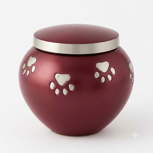 Small Red Brass Pet Cremation Urn Hand Engraved Paw Prints Dog Cat Memorial Ash Holder <b>Mini</b> Funeral Keepsake Jar Wholesale - Product Image 2