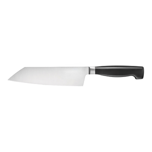 6,5-Zoll Bunka-Messer mit Schwarzem Konturiertem Griff und Glatter Silberner Abgewinkelter Klinge für Obstschneiden, Gemüsehacken und Essenszubereitung - Product Image 5
