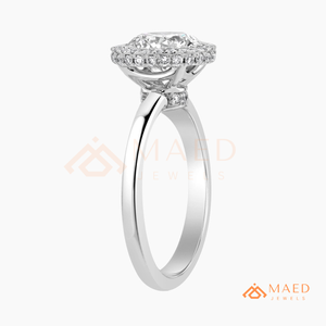 แหวนหมั้นเงินแท้ 925 ประดับมอสซาไนต์ทรงกลมแบบ Halo พร้อมวงแหวนแต่งงานแบบ Pave เครื่องประดับเจ้าสาวสุดหรู ของขวัญจากสหรัฐอเมริกาสำหรับผู้หญิง - Product Image 6