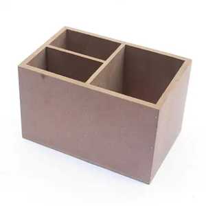 Modern Square Wooden Waterproof Portable Cutlery Caddy Dual Handle Flatware Organizer Kitchen Utensil Holder <b>Tabletop</b> <b>Storage</b> - Product Image 2