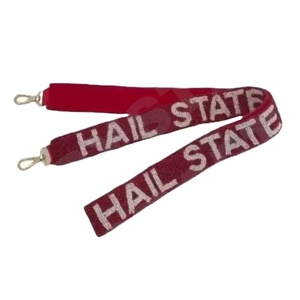 Sangle de sac à main perlée Hail State Sangles de sac de perles de rocaille en or blanc personnalisées Sangle de perles personnalisée pour sacs - Product Image 1