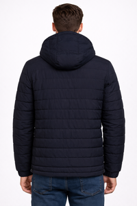 Chaqueta Acolchada con Capucha Azul Marino para Hombre, Chaqueta de Invierno Ultraligera y Cálida, Resistente al Viento y al Agua - Product Image 3