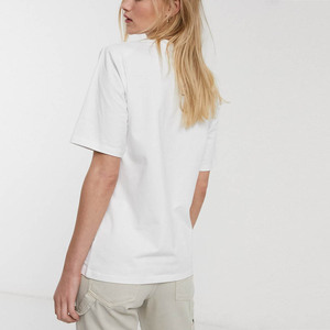 Camiseta de Algodón para Mujer con Hombreras, Elegante, Color Sólido, Estampado Personalizado, Informal, Transpirable, Venta al por Mayor en China, OEM, ODM - Product Image 4