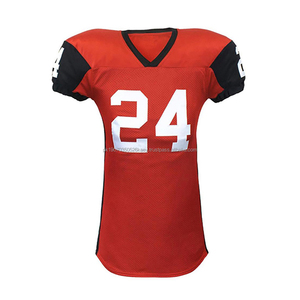 Ensemble de maillots de football américain personnalisés pour hommes, rouge et noir, en mesh sublimé, respirant et anti-transpiration, pour les équipes. - Product Image 2