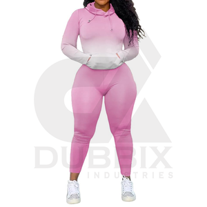 Ensemble de survêtement à capuche à manches longues nouveau style personnalisé de haute qualité pour femmes écologique grande taille pour la course à pied en gros - Product Image 3