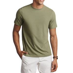 Camisetas de algodón orgánico para hombre, de primera calidad, ecológicas, de bambú, lisas, al por mayor, para gimnasio, 210 g/m². - Product Image 1