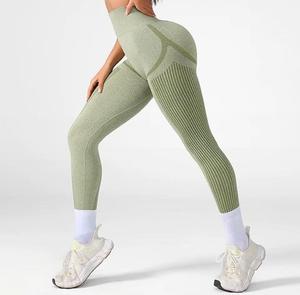 Leggings tricotés taille haute vert uni, longueur intégrale, anti-transpiration, 220g, extensibles, sportifs, pour femme, pour le yoga - Product Image 5
