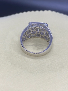 925 Sterling Silver Rhodium Plated Hip Hop <b>Iced</b> Out Cluster Men's <b>Ring</b> with Prong Setting Stylish Gift Jewelry for Anniversary - Product Image 3