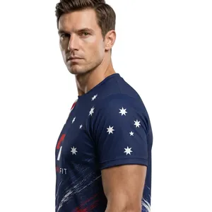 Camiseta Deportiva Personalizada de Manga Corta para Hombre, Sublimada, de Secado Rápido, Cuello Redondo, Corte Holgado, 100% Poliéster, Anti-UV, Transpirable - Product Image 5
