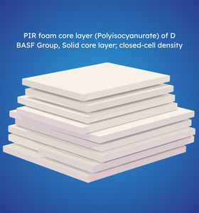 Panneau sandwich thermique à âme PIR de 100 mm pour la sécurité incendie, revêtement de toiture et de mur écologique pour les salles blanches, les hôpitaux et les zones de stockage frigorifique - Product Image 2
