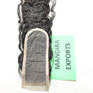 100% cutícula sin procesar alineada 2*6 HD cierre ondulado doble trama onda profunda templo indio extensiones de cabello humano - Product Image 5