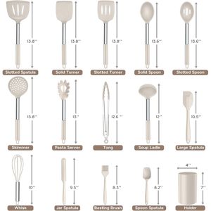 Set di 15 Utensili da Cucina in Silicone Antiaderente con Portautensili, Resistenti al Calore fino a 446°F, Antimacchia, Set di Strumenti Premium - Product Image 2
