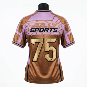 Women Football Jersey 180 GSM Premium Polyester <b>Mesh</b> Brown Pink Panel Design Sublimation Custom Logo - Product Image 5