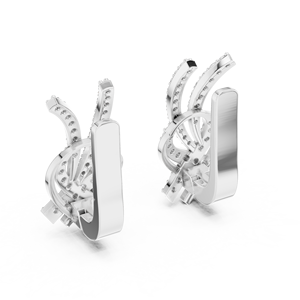 Boucles d'oreilles uniques en diamants ronds cultivés en laboratoire, avec fermoir à clip, serties en or blanc 18 carats, pour usage quotidien, soirées, ou comme cadeau pour femme. - Product Image 2