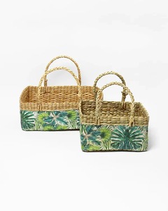Ensemble de 2 paniers en jonc de mer peints, faits à la main, paniers de rangement, vente en gros, écologiques, fabriqués au Vietnam - Product Image 1