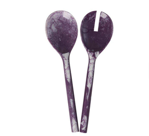 Ensemble de 2 ustensiles de service pour pâtes en plastique marbré violet, lavage à la main uniquement, qualité alimentaire - Product Image 3