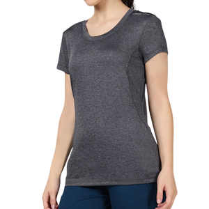 Camiseta de Corte Regular para Mujer, Camiseta de Manga Corta con Cuello Redondo, Tejido de Poliéster y Elastano, Ligera - Product Image 6