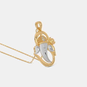 Collier pendentif Ganesha bicolore en diamant de laboratoire - Product Image 3
