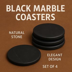 Black Marble <b>Coasters</b> Genuine Marble Handmade 10mm Thick Elegant Design Shape Minimalist <b>Drink</b> <b>Coasters</b> Coffee Tables Home Decor - Product Image 2