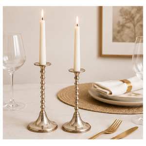 Juego de Portavelas Cónicos de Metal Plateado con Cuentas, Estilo Vintage, para Centros de Mesa de Boda y Decoración de Hogar de Lujo - Product Image 4