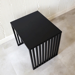 Nordic <b>Black</b> Metal Accent Side <b>Table</b> Sleek Slatted Base Rectangular Small Coffee <b>Table</b> Nightstand for Couch <b>Bedside</b> Home Office - Product Image 1