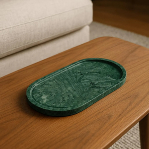 Wholesale Luxury <b>Marble</b> <b>Tray</b> with Stylish Green Color Rectangle Shape Curve Edges <b>Tray</b> for Jewelry Display <b>Marble</b> Serving <b>Tray</b> - Product Image 6