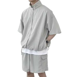 T-shirt et short de sport pour homme, style streetwear, en velours, avec fermeture éclair, motif 3D écologique, pour l'hiver - Product Image 1