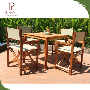 Conjunto de comedor para patio, muebles de comedor de madera maciza para exteriores, mesas y 4 sillas, ecológicos, duraderos, fáciles de limpiar, para hoteles y restaurantes - Product Image 1