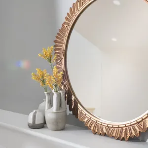 Miroir mural rond décoratif de luxe, fait main, avec cadre en métal, pour la maison moderne, les hôtels, les chambres et les salons - Product Image 2