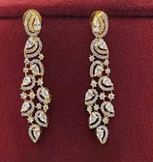 Magnifique ensemble collier et boucles d'oreilles en zircon CZ de qualité supérieure, finition or blanc, pour les occasions spéciales comme les fiançailles et les mariages, pour femmes - Product Image 2